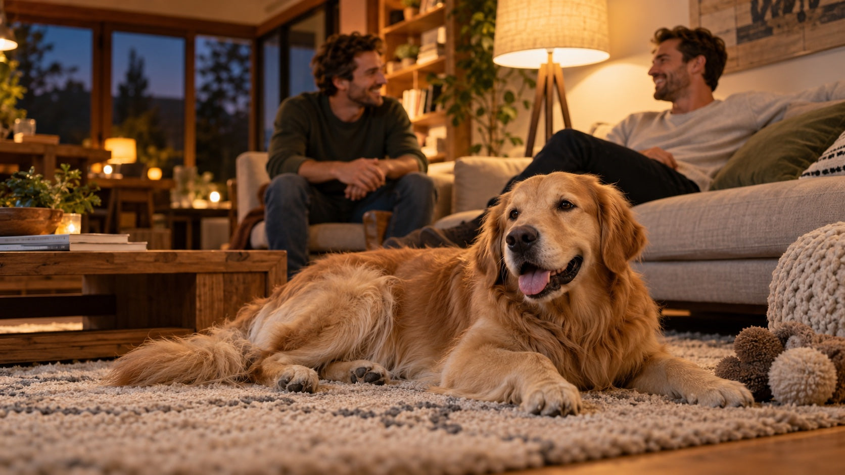 Fictional brothers with a golden retriever